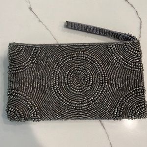 Gray beaded clutch